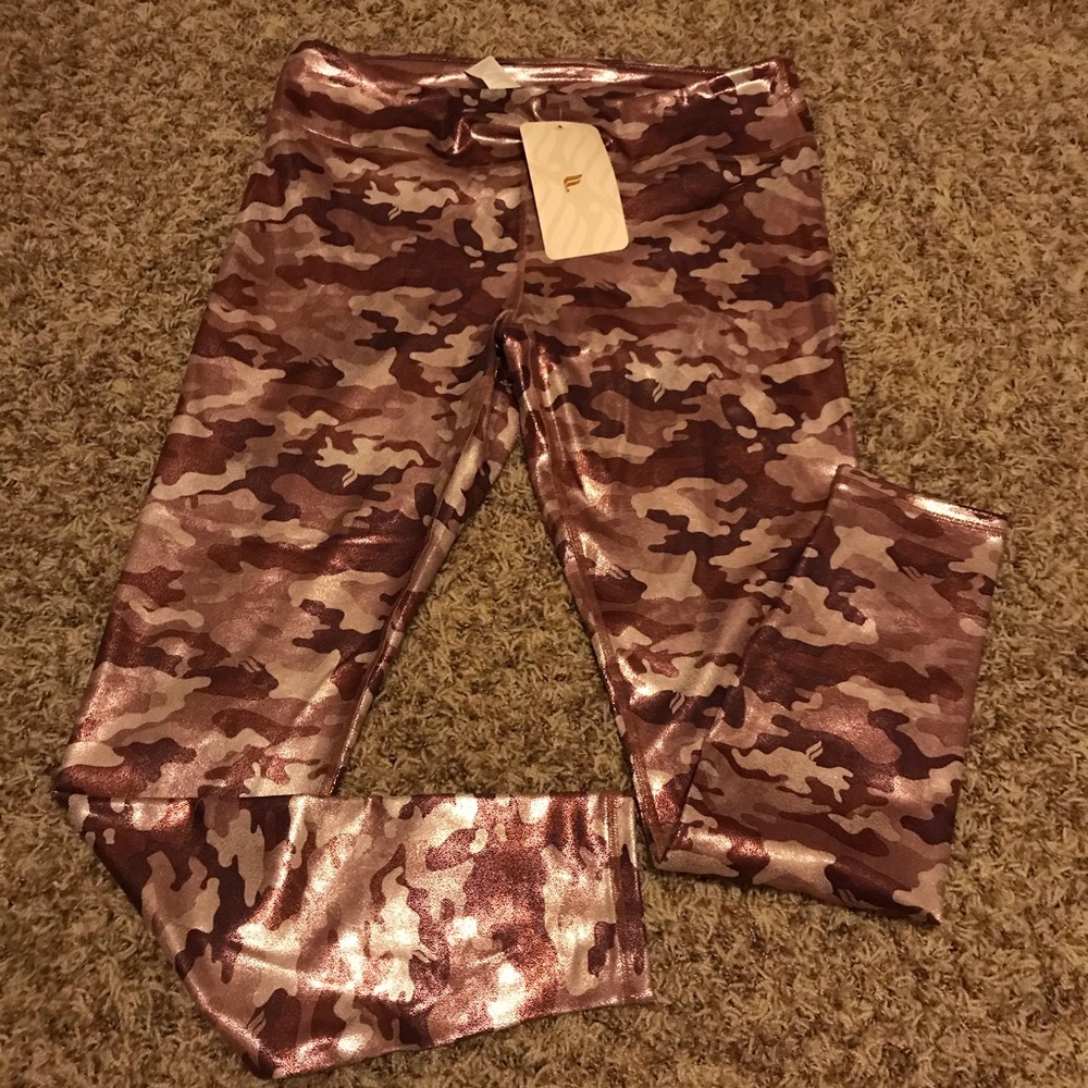 Fabletics Camo Metallic Leggings L NWT